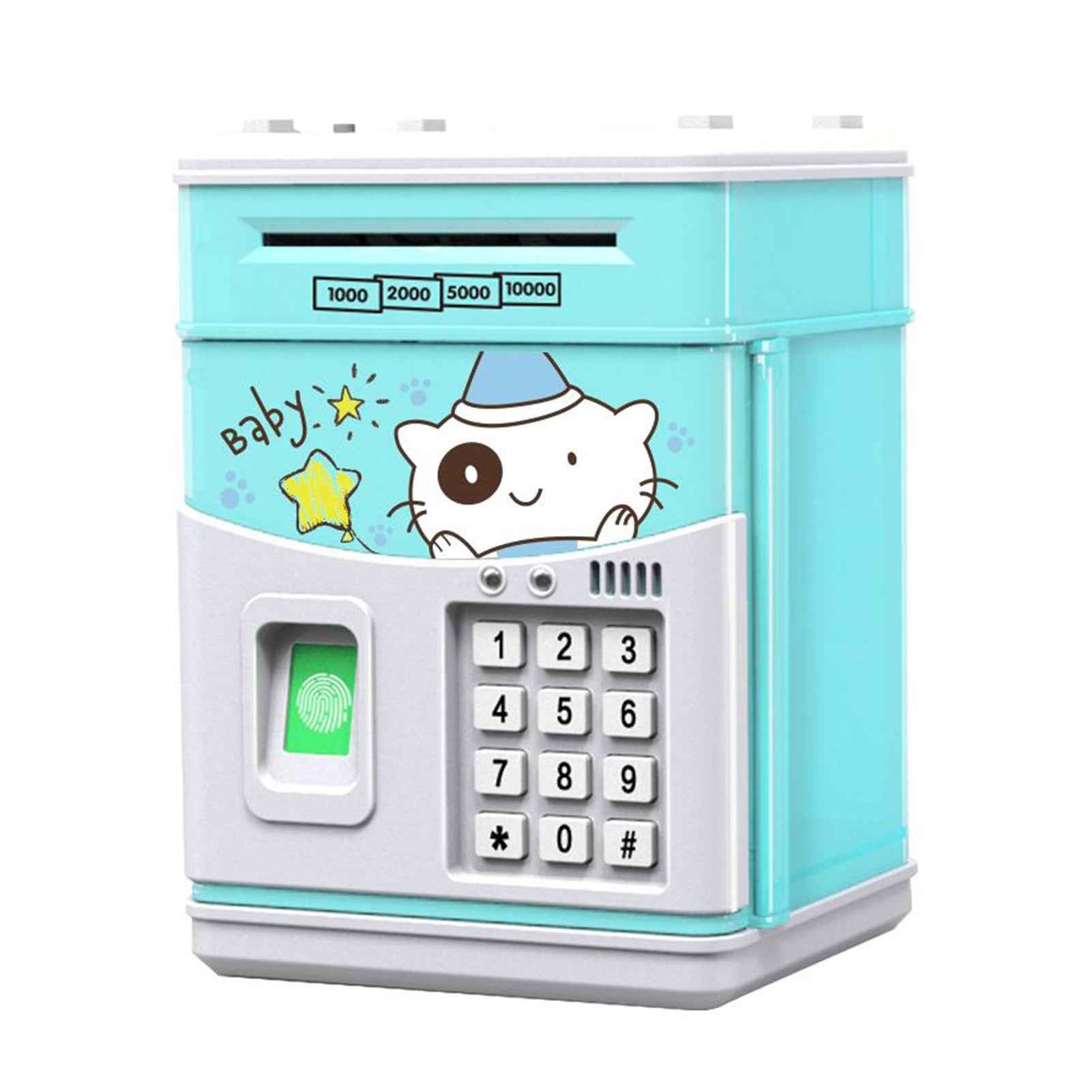 Electronic Piggy Bank MINI ATM Saving Box with Password Simulated Fingerprint Money Bank for Cash Coins Auto Scroll Paper