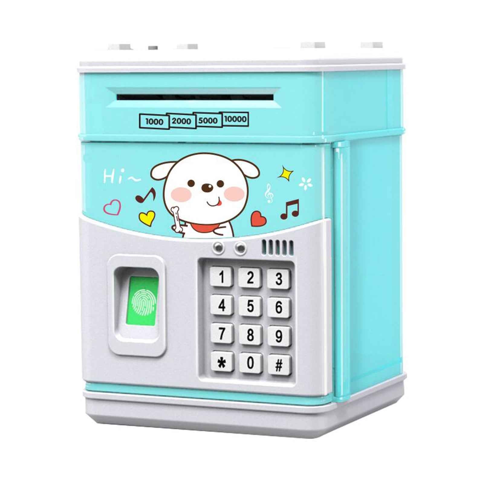 Electronic Piggy Bank MINI ATM Saving Box with Password Simulated Fingerprint Money Bank for Cash Coins Auto Scroll Paper