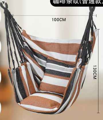 Canvas Hanging Hammock Chair Hanging Rope Swing Bed 200KG Load Bearing For Outdoor Garden Porch Beach Camping Travel no cushion