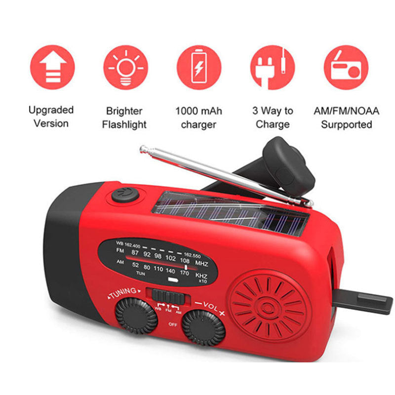 Solar hand crank USB charging radio flashlight - Orantek -