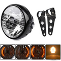 Motorcycle Headlight Turn Signal Indicator Blinker Light With Bracket Headlamp for Harley Suzuki Yamaha Cafe Racer - Orantek -
