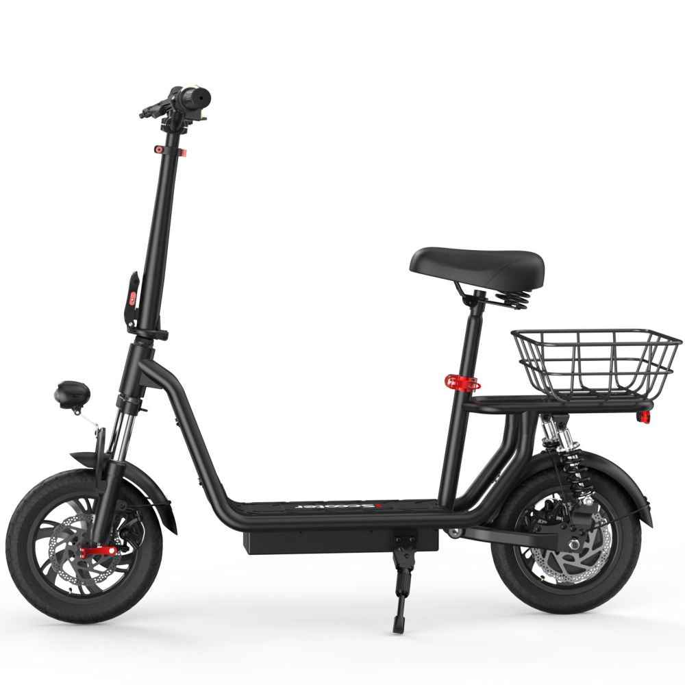 iSCOOTER i12 12" Commuter Electric Scooter With Seat & Carry Basket 500W Motor 36V 7.5Ah Battery