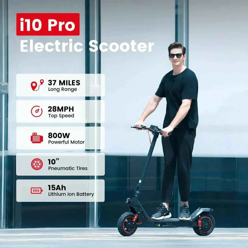iSCOOTER i10 Pro 10" Folding Commuter Electric Scooter 800W Motor 48V 15Ah Battery
