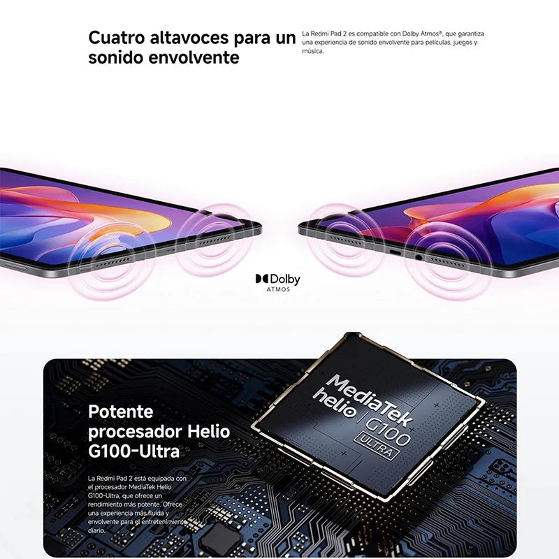 Xiaomi Redmi Pad 2 Wi-Fi,11", 2.5K resolution, MediaTek Helio G100-Ultra, 90 Hz, 8 MP Camera, 9000 mAh Battery - Orantek -