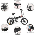 Samebike 20LVXD30 20-inch Electric Bike 350W Brushless Motor 48V10.4AH Battery Folding Frame E Bike - Orantek -