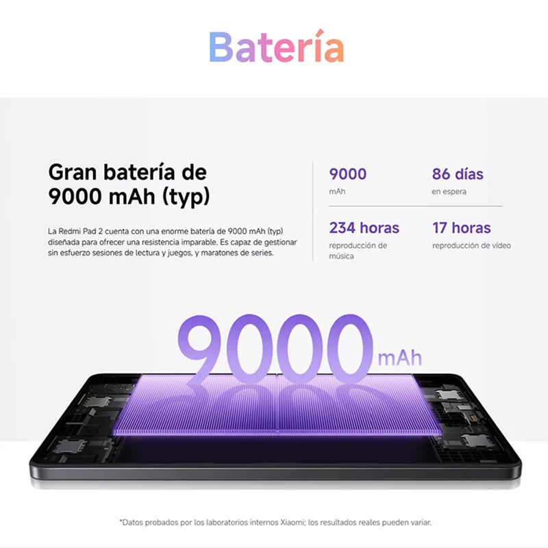 Xiaomi Redmi Pad 2 Wi-Fi,11", 2.5K resolution, MediaTek Helio G100-Ultra, 90 Hz, 8 MP Camera, 9000 mAh Battery - Orantek -