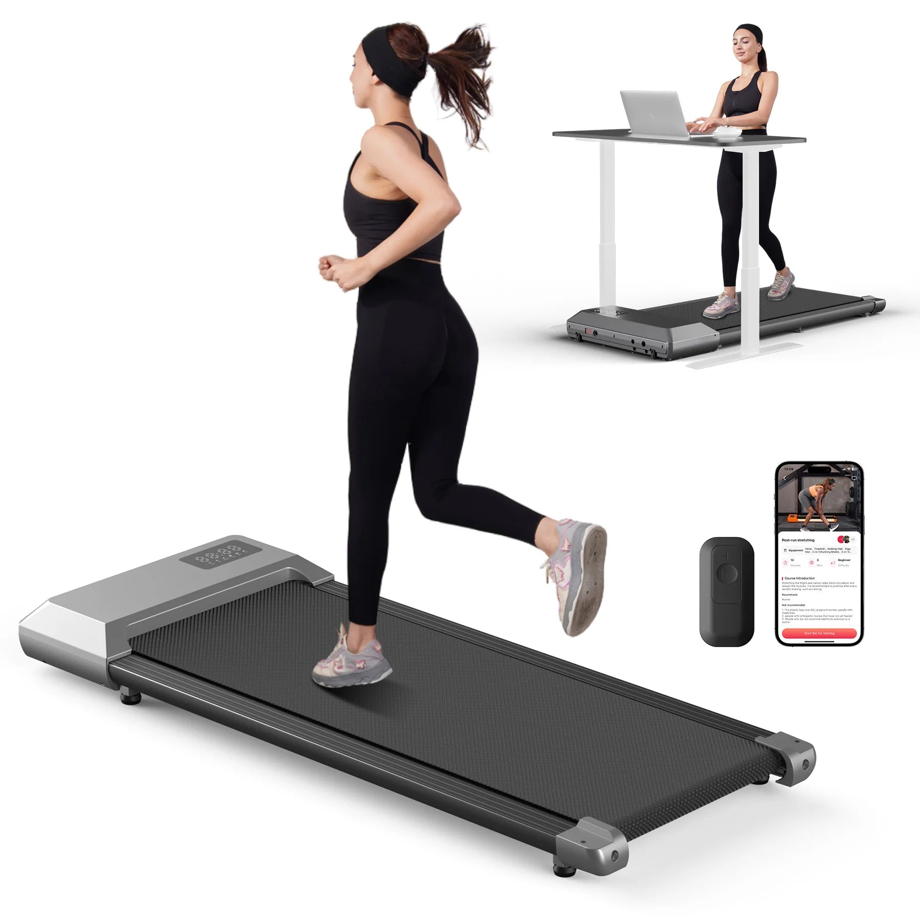 300lbs Treadmill for Home 2.5HP Treadmills Walking Pad LCD Digital Data Display 2in1 Walking Running Fitness Exercise Machine - Orantek -