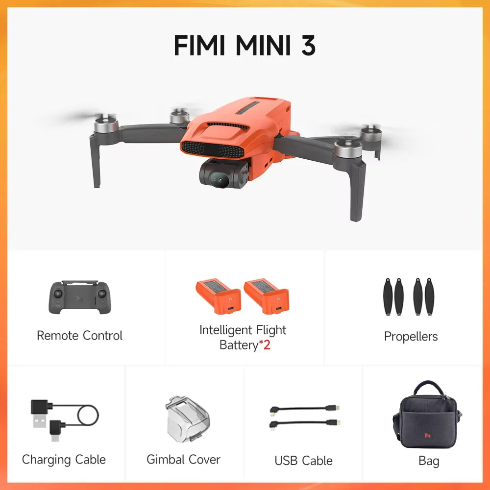 FIMI MINI 3 new Camera Drone 249g 4K 60fps AI Super Night Video 9KM flight distance1/2-inch 48MP Sensor mini pro drone - Orantek -