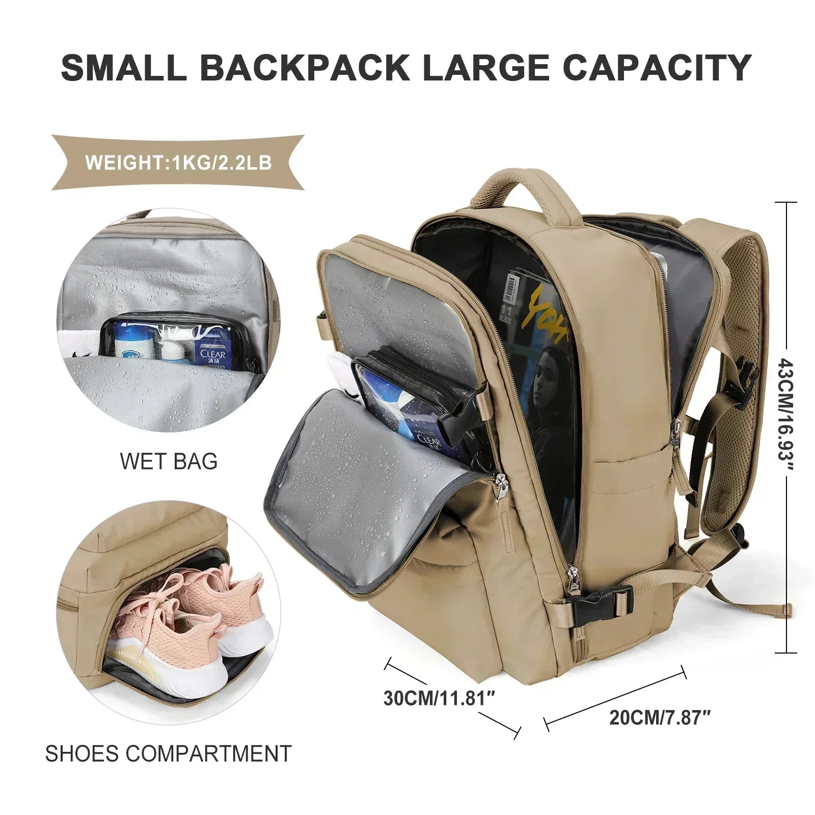 Backpack 40x30x20 Airplane, Cabin Hand Luggage Backpack, Laptop Backpack for Aeroplane Travel, School Backpack - Orantek -