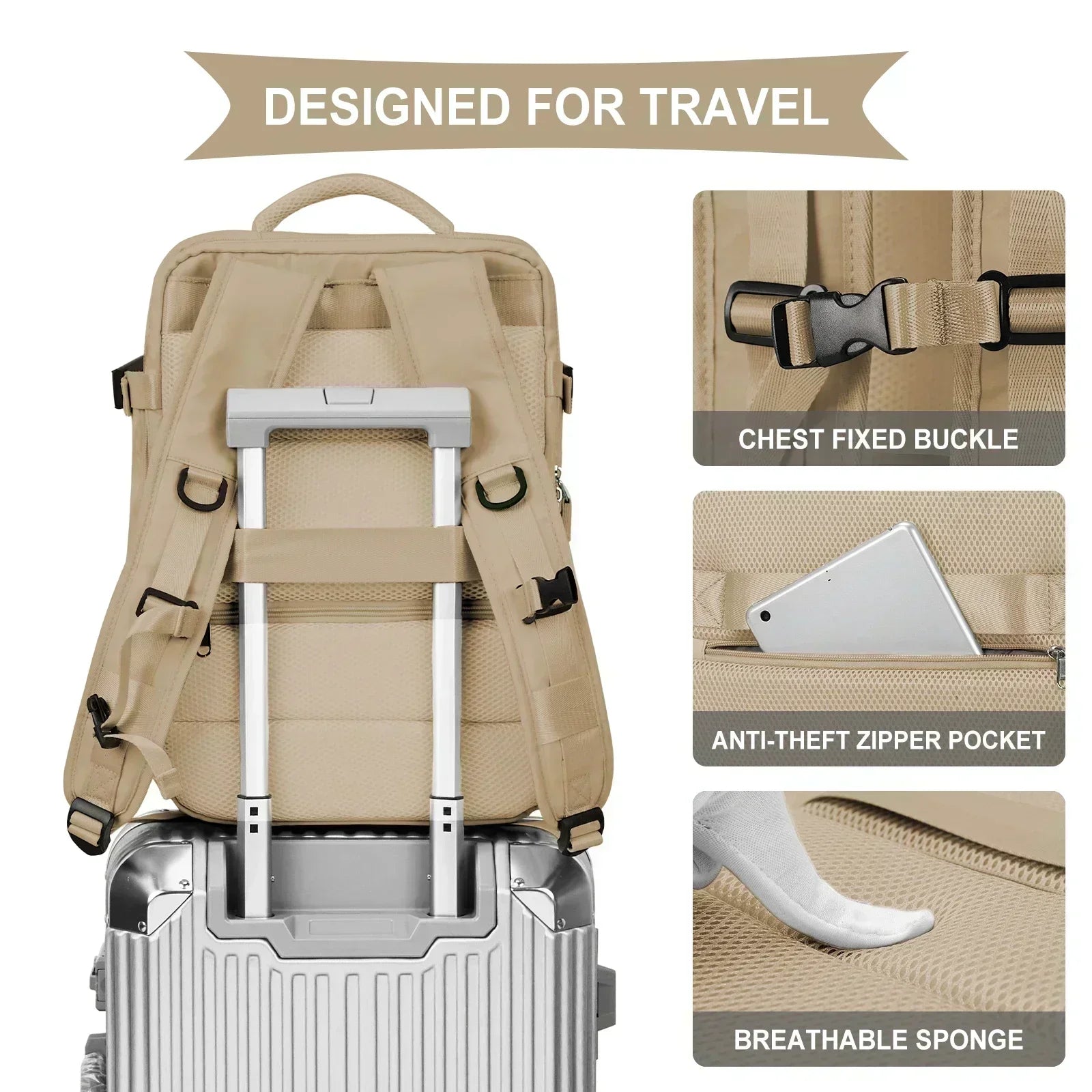 Backpack 40x30x20 Airplane, Cabin Hand Luggage Backpack, Laptop Backpack for Aeroplane Travel, School Backpack - Orantek -