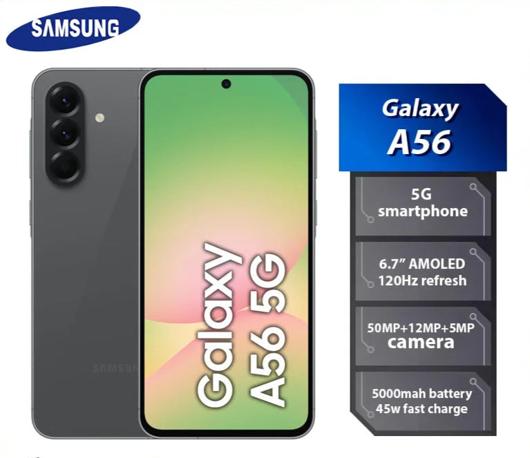 Samsung Galaxy A56 5G Smartphone Middle East Version Exynos 1580, 6.7" Super AMOLED Display, 120Hz, 50MP, 5000 mAh, NFC, IP67, N - Orantek -