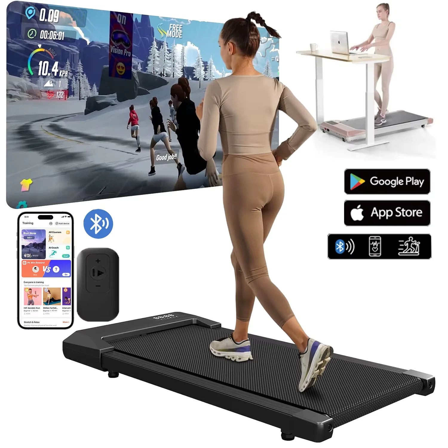 300lbs Treadmill for Home 2.5HP Treadmills Walking Pad LCD Digital Data Display 2in1 Walking Running Fitness Exercise Machine - Orantek -