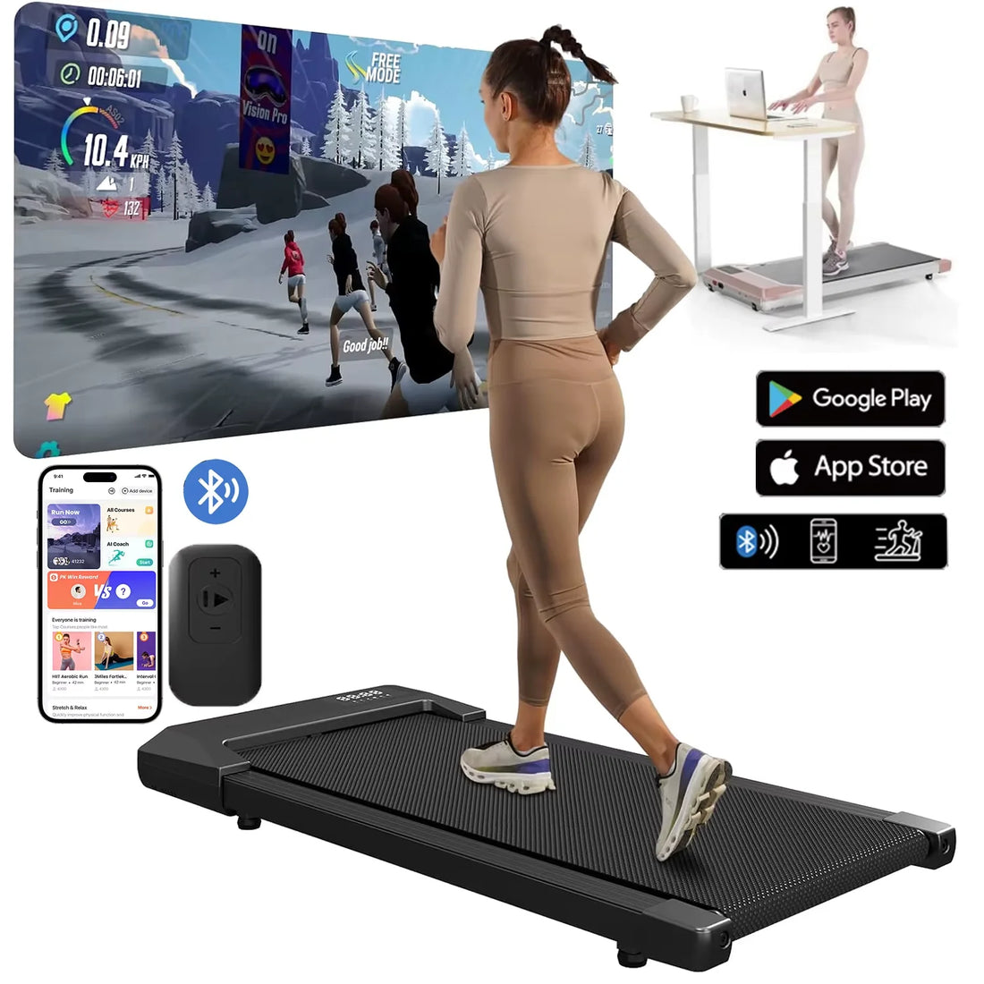 300lbs Treadmill for Home 2.5HP Treadmills Walking Pad LCD Digital Data Display 2in1 Walking Running Fitness Exercise Machine - Orantek -