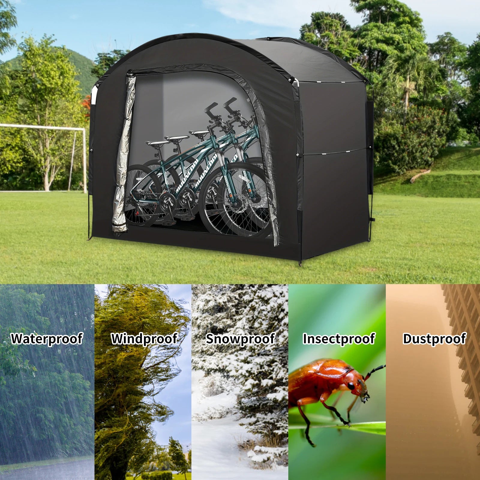 Bike Storage Shed Tent for 1-4 Bikes Portable Outdoor Bike Cover Bicycle Sunshade Covers Shelter Waterproof Durable Bike Tent - Orantek -