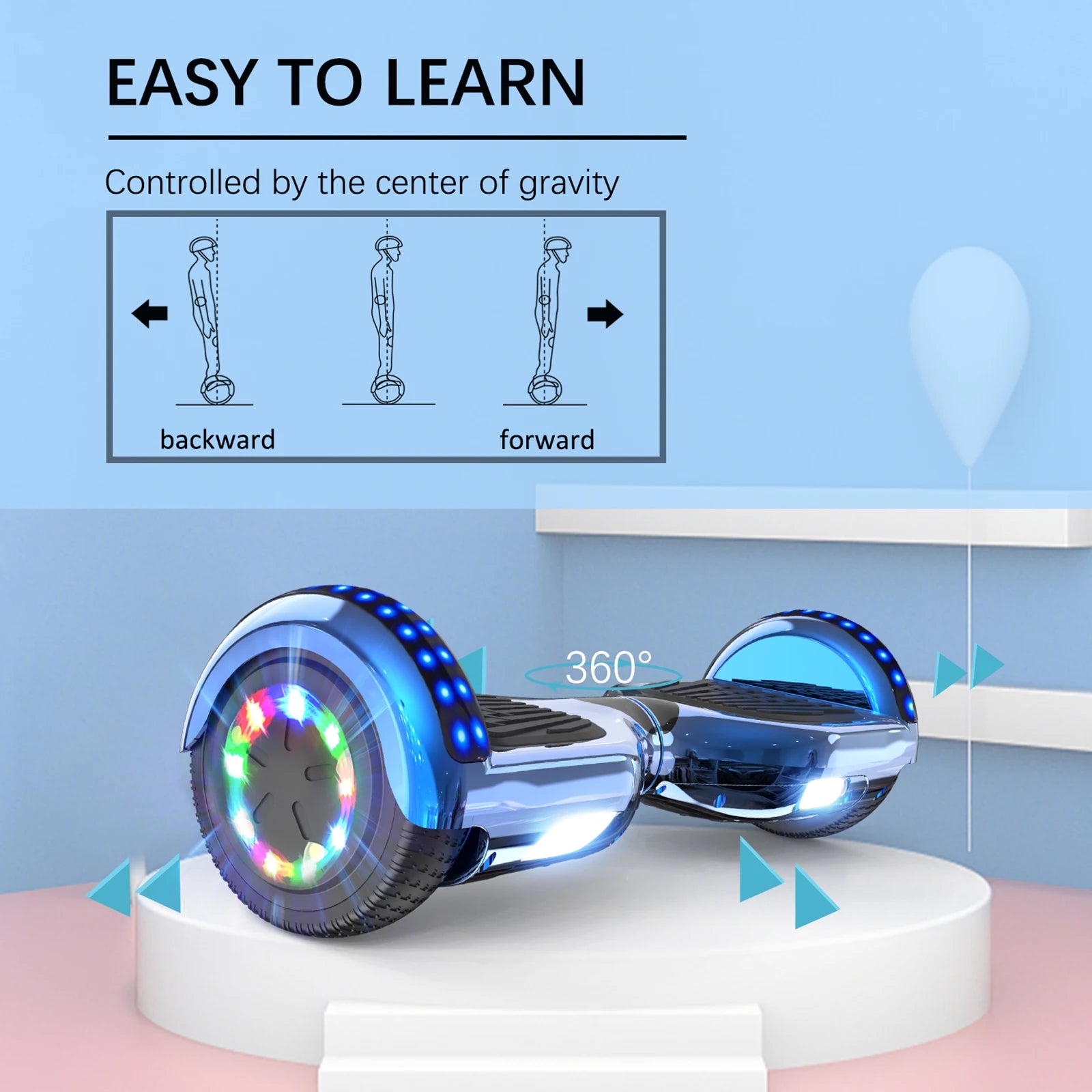 RCB Hoverboard, 6.5 Inch Two Wheel Hoverboard with Bluetooth Speaker with LED Light, Hoverboard Great Gift for Kids and Adults - Orantek -