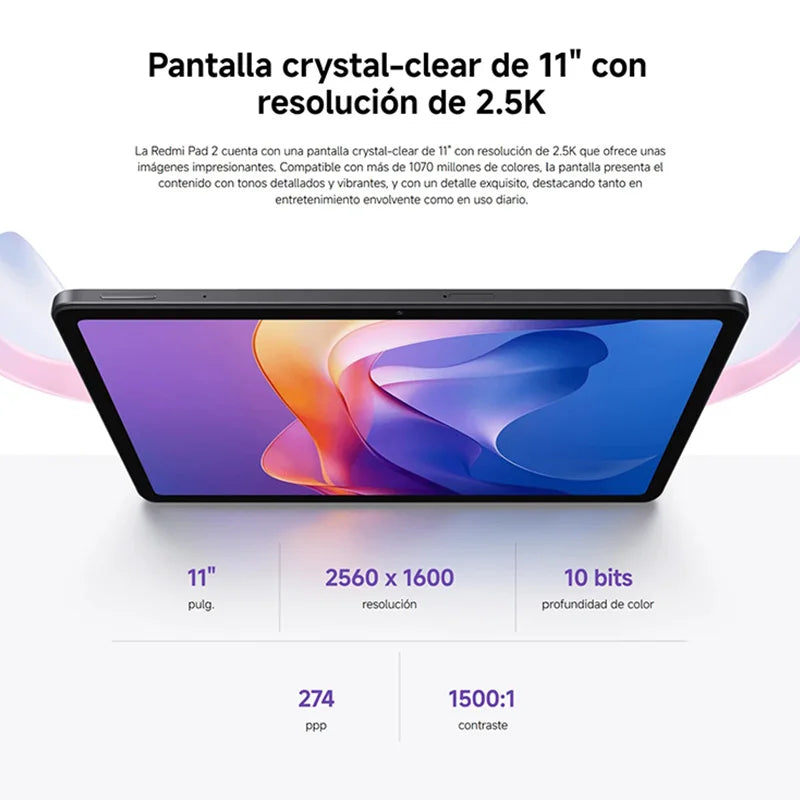 Xiaomi Redmi Pad 2 Wi-Fi,11", 2.5K resolution, MediaTek Helio G100-Ultra, 90 Hz, 8 MP Camera, 9000 mAh Battery - Orantek -
