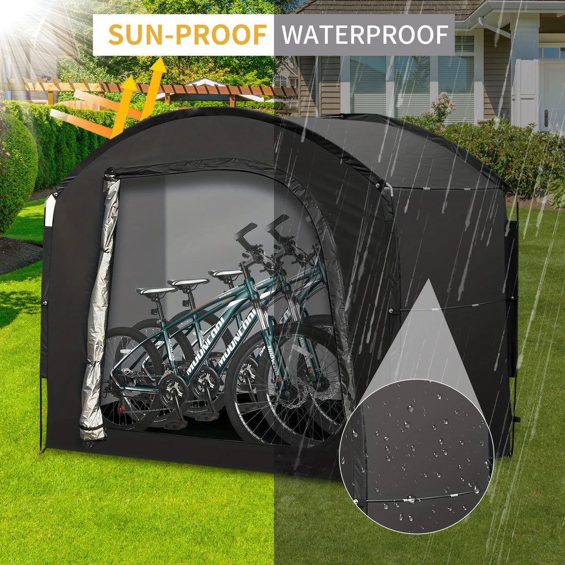 Bike Storage Shed Tent for 1-4 Bikes Portable Outdoor Bike Cover Bicycle Sunshade Covers Shelter Waterproof Durable Bike Tent - Orantek -
