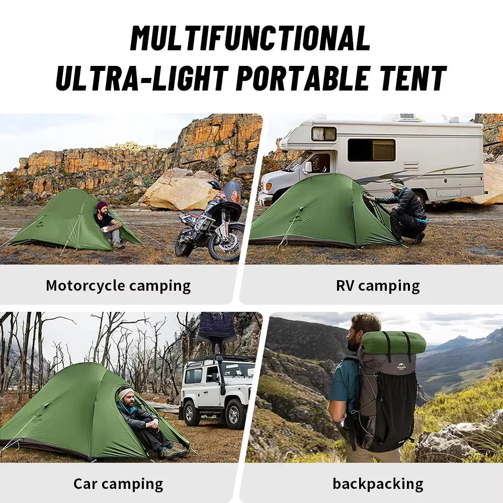 Naturehike Cloud Up 2 People Tent Ultralight 20D Camping Tent Waterproof Outdoor Hiking Travel Backpacking Cycling Fishing Tents - Orantek -