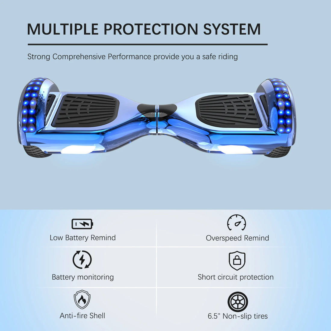 RCB Hoverboard, 6.5 Inch Two Wheel Hoverboard with Bluetooth Speaker with LED Light, Hoverboard Great Gift for Kids and Adults - Orantek -