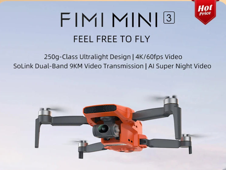 FIMI MINI 3 new Camera Drone 249g 4K 60fps AI Super Night Video 9KM flight distance1/2-inch 48MP Sensor mini pro drone - Orantek -