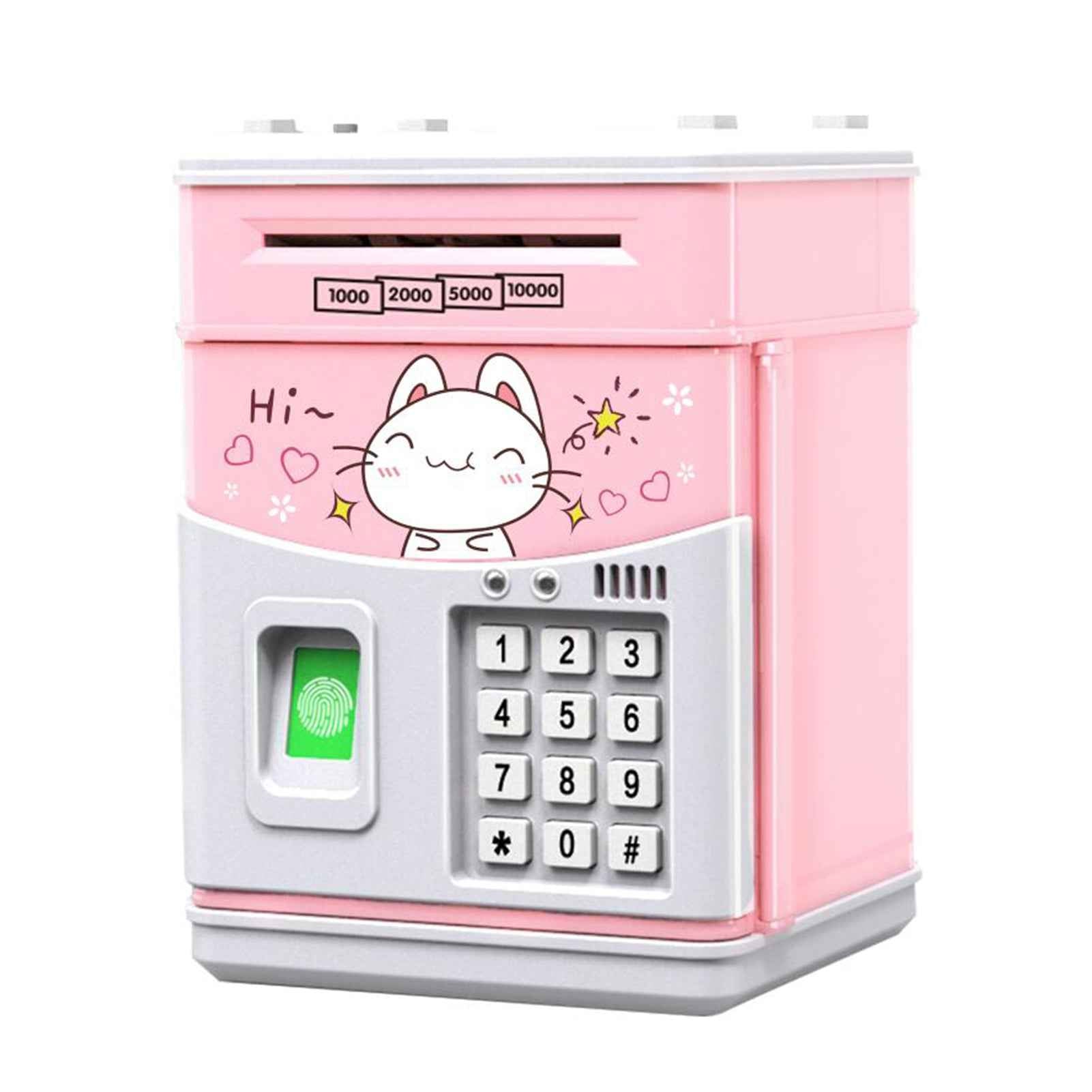 Electronic Piggy Bank MINI ATM Saving Box with Password Simulated Fingerprint Money Bank for Cash Coins Auto Scroll Paper