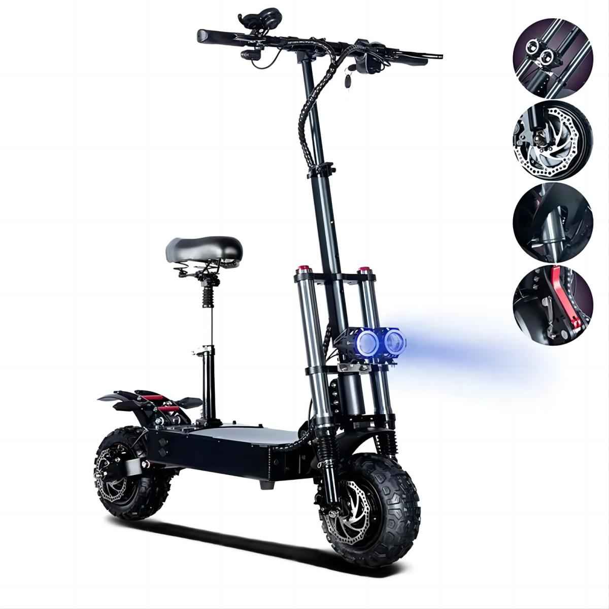 TOURSOR E5B 11" Folding Electric Scooter with Seat 2800W*2 Dual Motors 60V 40Ah Battery