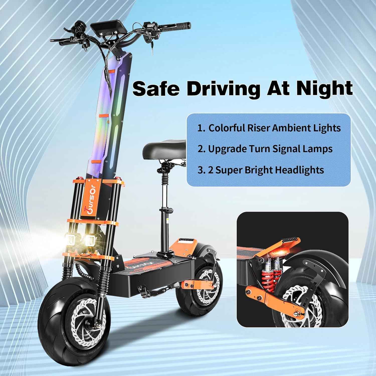 TOURSOR X8P 13‘’/14" Folding Electric Scooter with Seat 4000W*2 Dual Motors 60V 38.8Ah Battery