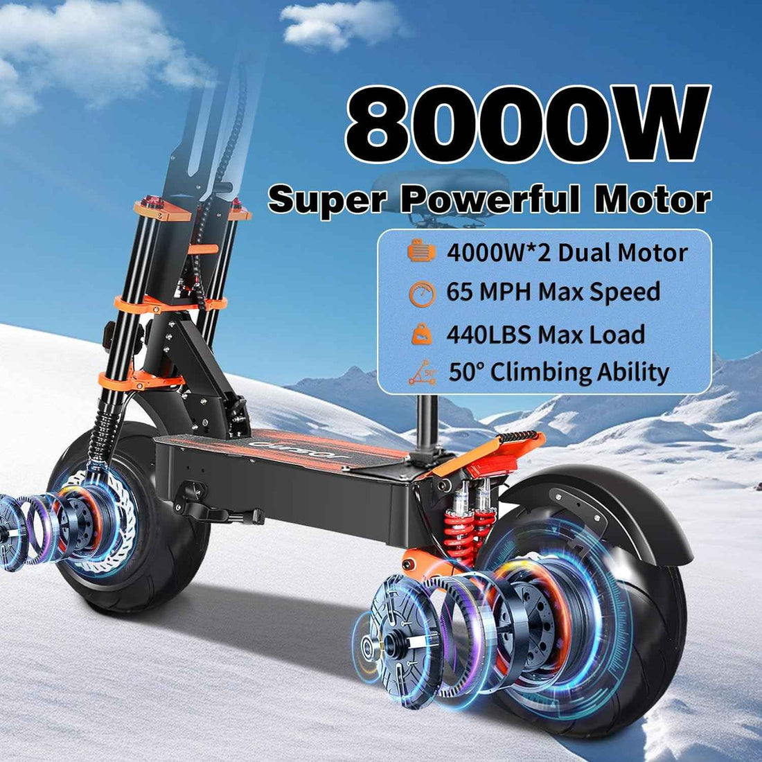 TOURSOR X8P 13‘’/14" Folding Electric Scooter with Seat 4000W*2 Dual Motors 60V 38.8Ah Battery