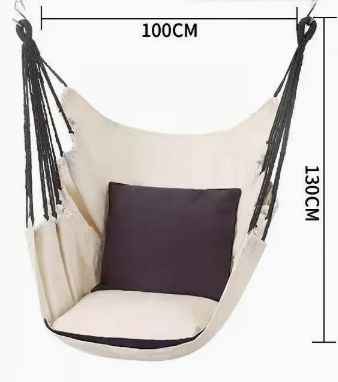 Canvas Hanging Hammock Chair Hanging Rope Swing Bed 200KG Load Bearing For Outdoor Garden Porch Beach Camping Travel no cushion
