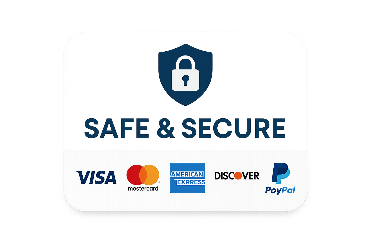 trust badge including credit card card, paypal payment logos